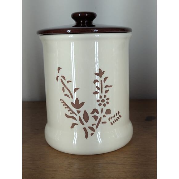 Vintage Holiday Designs USA Canister Set Of 3 Ceramic Brown White Floral Cut Out - Picture 3 of 15